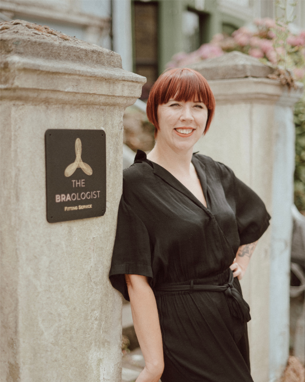 Founder and fitter, Emma standing at The BRAologist